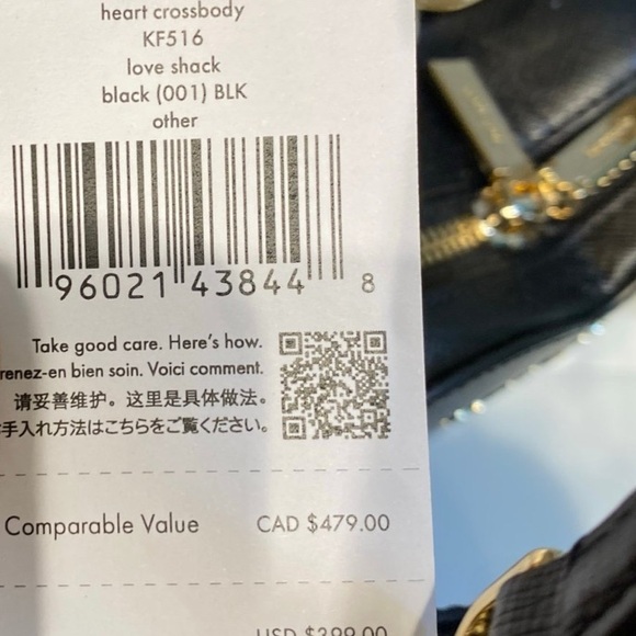 Kate Spade Love Shack Heart Pearl Handle Crossbody Black - Picture 14 of 14